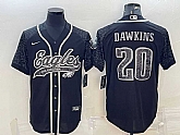 Men's Philadelphia Eagles #20 Brian Dawkins Black Reflective With Patch Cool Base Stitched Baseball Jersey,baseball caps,new era cap wholesale,wholesale hats